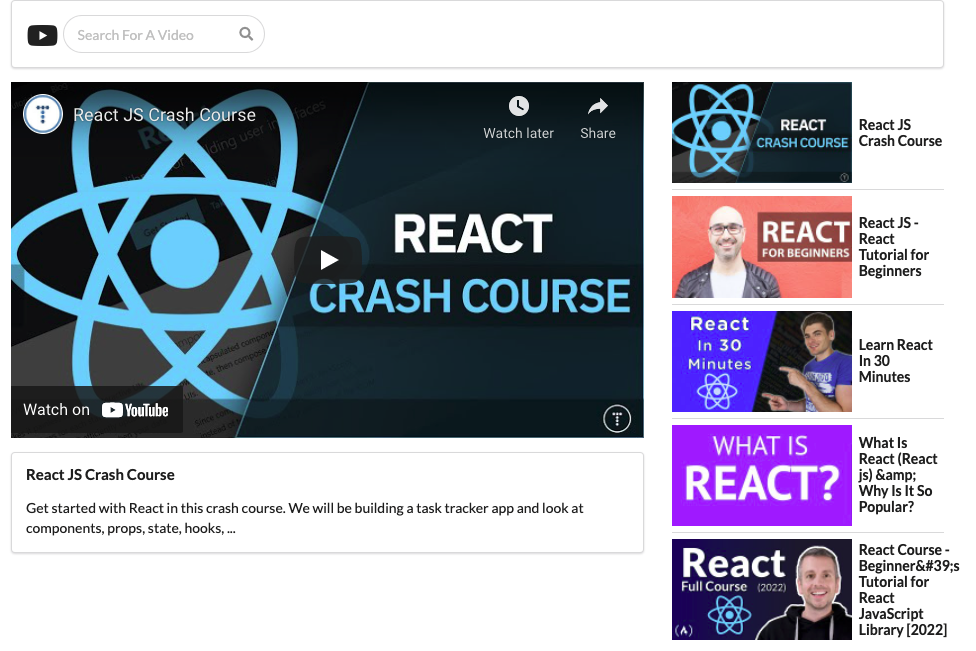 React with Redux Youtube Search